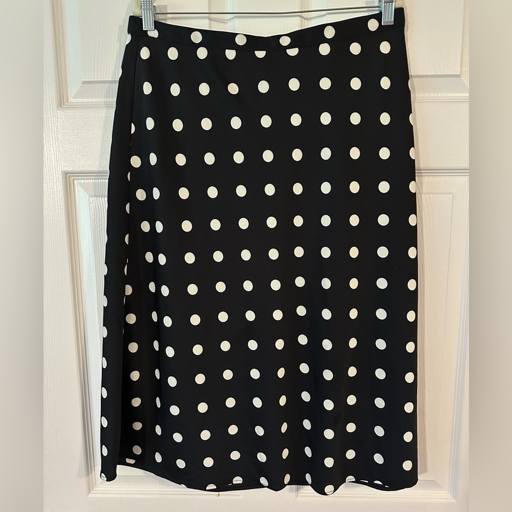 J. Crew Black and White A-Line Midi Skirt